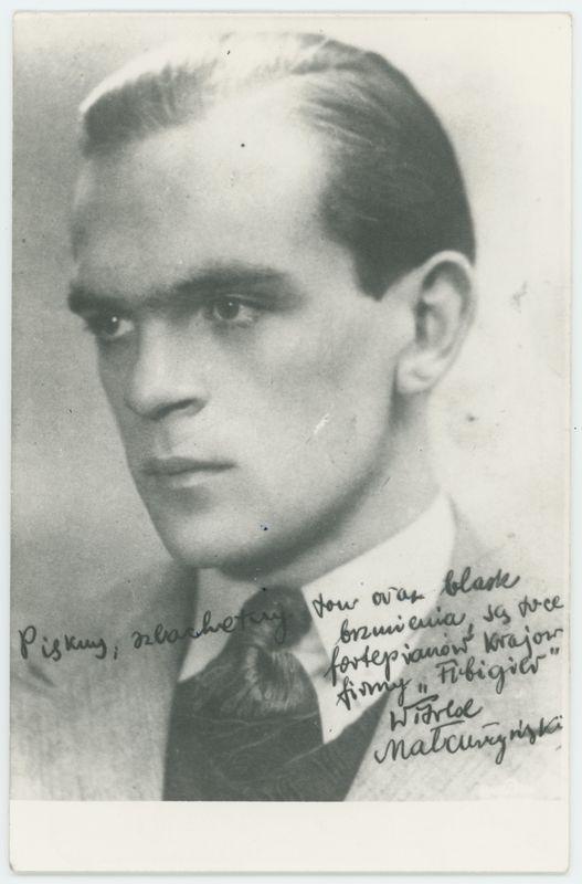 Portret Witolda Małcużyńskiego z dedykacją dla firmy Arnold Fibiger