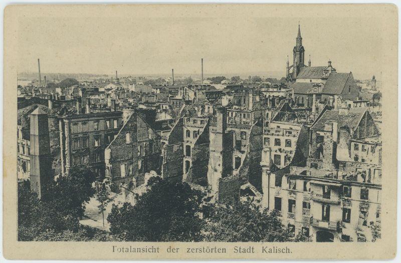 Totalansicht der zerstorten Stadt Kalisch, Kalisz