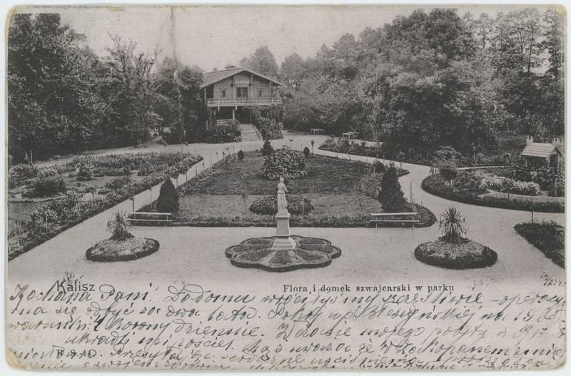 Flora i domek szwajcarski w parku, Kalisz