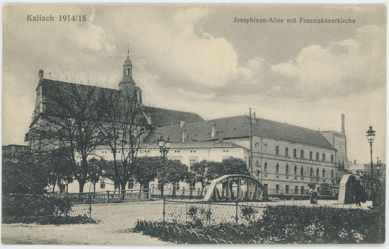 Josephinen-Allee mit Franziskanerkirche, Kalisch 1914/15