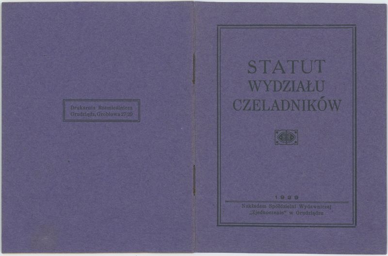 Statut Wydziału Czeladników przy cechu Mistrzów Kowali w Kaliszu