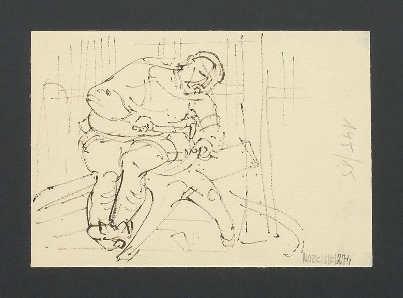 Kobiety z dzieckiem; mężczyzna z młotkiem