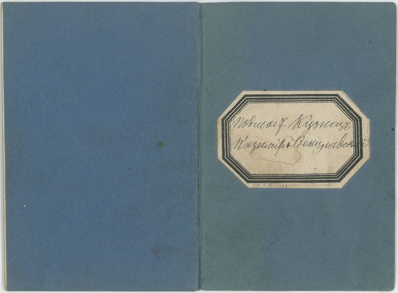 Książka rzemieślnicza czeladnika kunsztu kowalskiego na nazwisko Kazimierza Więcławskiego