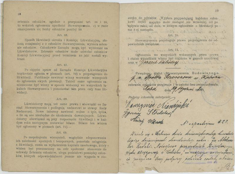 Statut Stowarzyszenia Budowlanego w Kaliszu