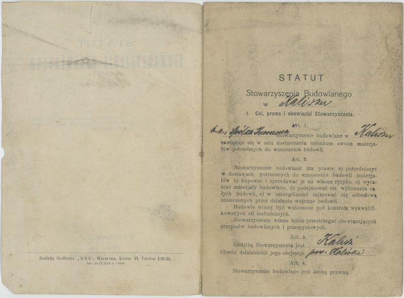 Statut Stowarzyszenia Budowlanego w Kaliszu