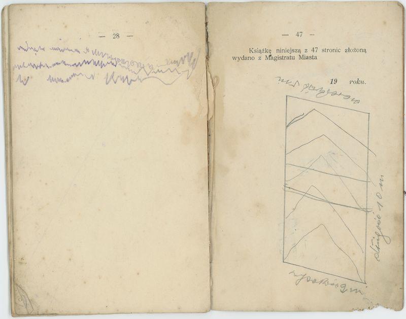 Książka rzemieślnicza czeladnika kunsztu stolarskiego na nazwisko Stefana Szegiendy