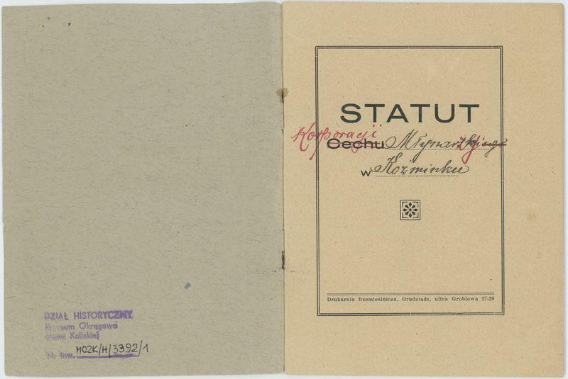 Statut Korporacji Młynarzy w Koźminku