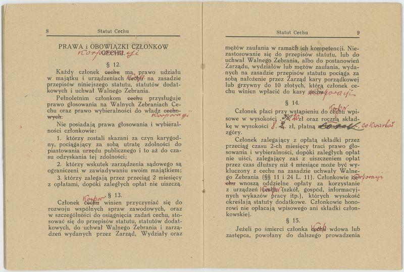 Statut Korporacji Młynarzy w Koźminku