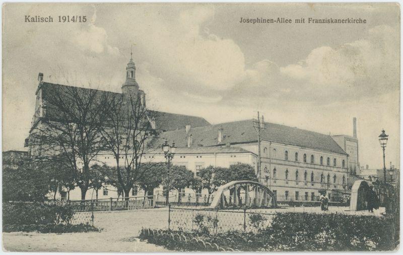 Josephinen-Allee mit Franziskanerkirche, Kalisch 1914/1915