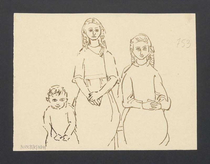 Kobieta obierająca ziemniaki (?); Portret kobiety z dziećmi