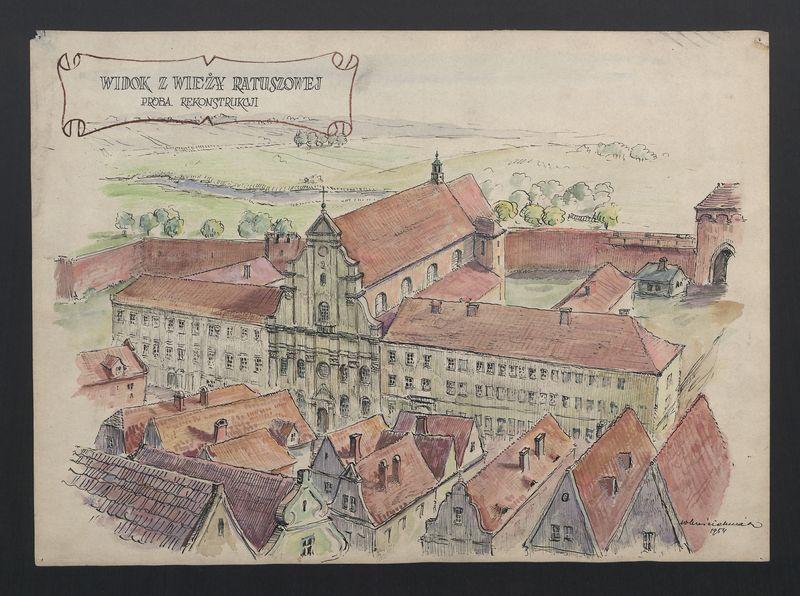 Widok z wieży ratuszowej w Kaliszu (próba rekonstrukcji)