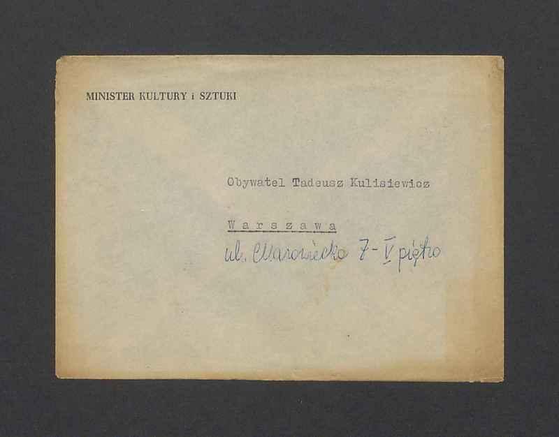 Koperta, nad. Minister Kultury i Sztuki