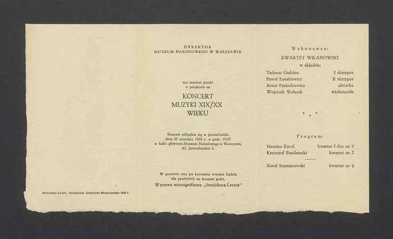 Zaproszenie na koncert muzyki XIX/XX w.