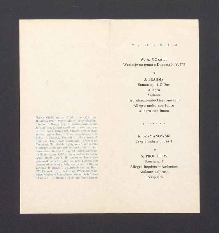 Zaproszenie na recital fortepianowy Hansa Grafa