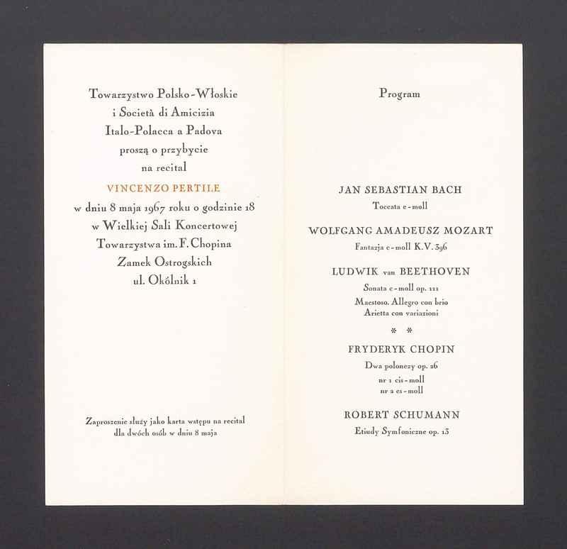 Zaproszenie na recital Vincenzo Pertile