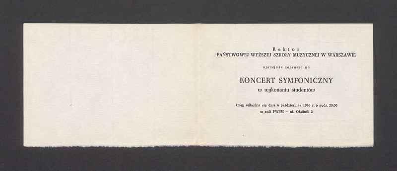 Zaproszenie na koncert symfoniczny w wykonaniu studentów Państwowej Wyższej Szkoły Muzycznej w Warszawie