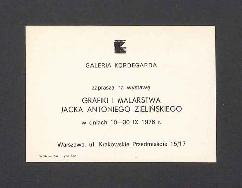 Zaproszenie na wystawę grafiki i malarstwa Jacka Antoniego Zielińskiego