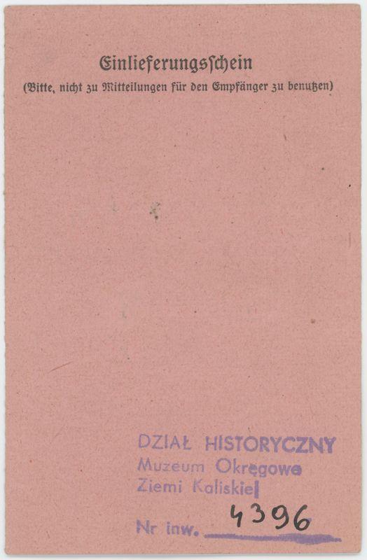 Pokwitowanie pocztowe - przekaz pieniężny Feliksa Solarskiego 