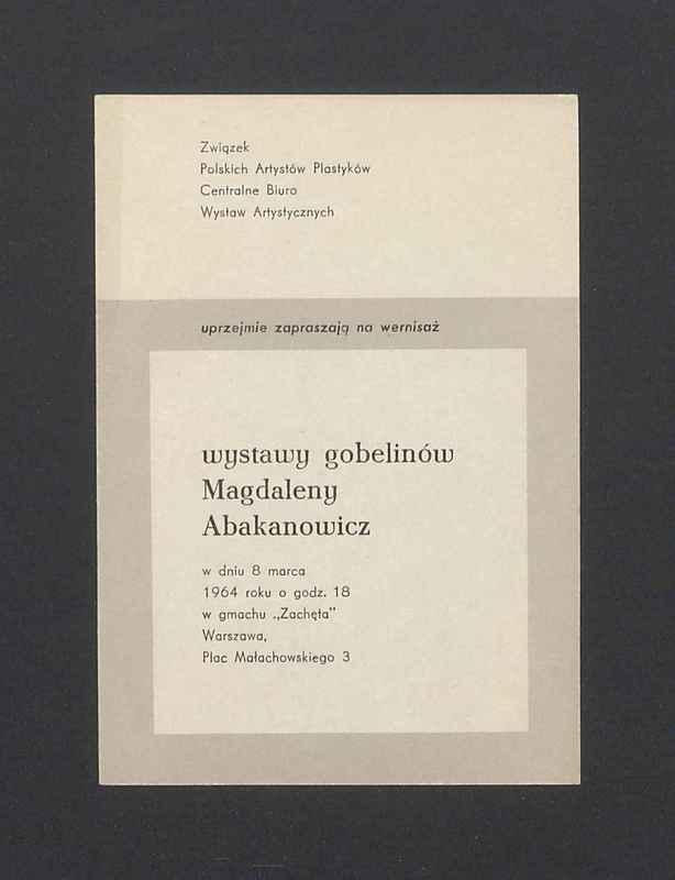 Zaproszenie na wernisaż wystawy gobelinów Magdaleny Abakanowicz
