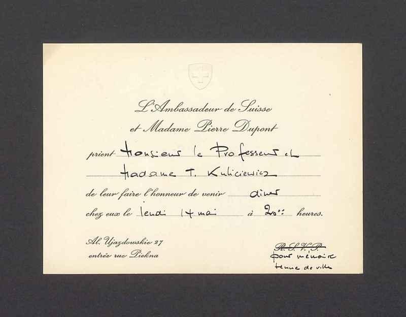 L'Ambassadeur de Suisse et Madame Pierre Dupont