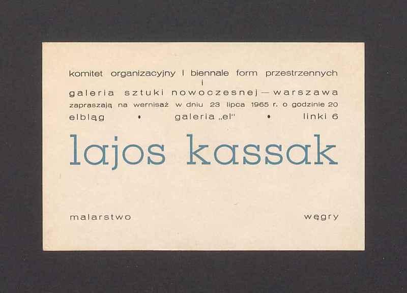 Zaproszenie na wernisaż Lajos Kassak