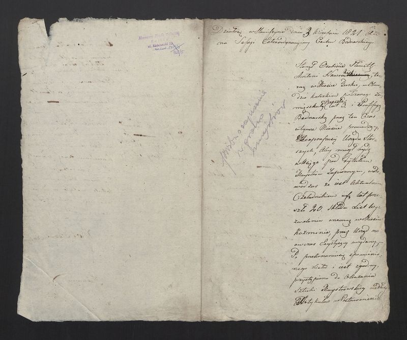 Prośba o przyjęcie w grono majstrów Cechu Bednarskiego w Stawiszynie