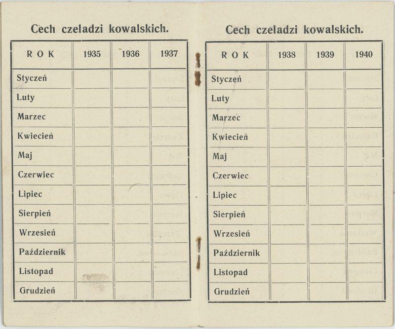 Książeczka składek cechu kowalskiego