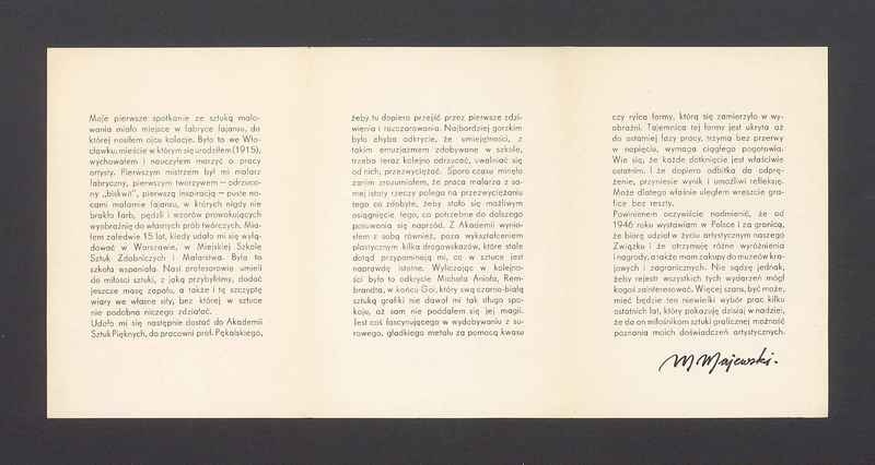 Zaproszenie na otwarcie wystawy grafiki Mieczysława Majewskiego