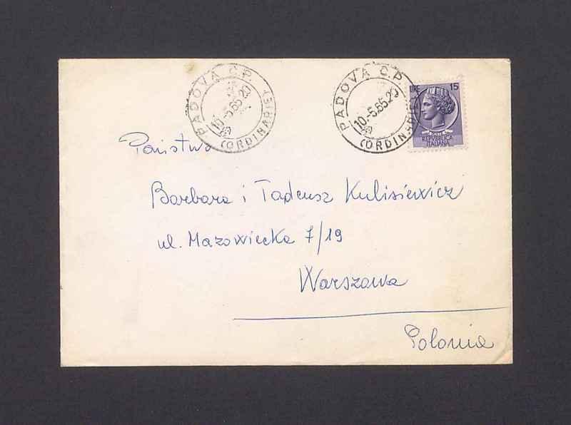 Koperta, adr. Państwo Barbara i Tadeusz Kulisiewicz