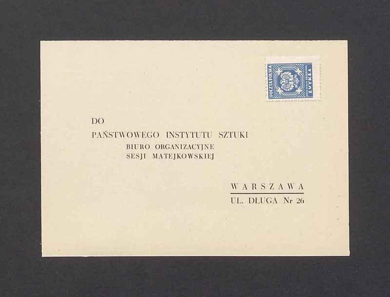 Koperta, adr. Państwowy Instytut Sztuki