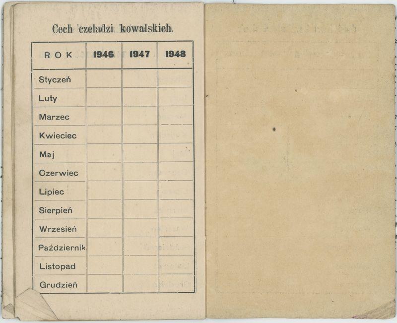 Książeczka składek cechu kowalskiego