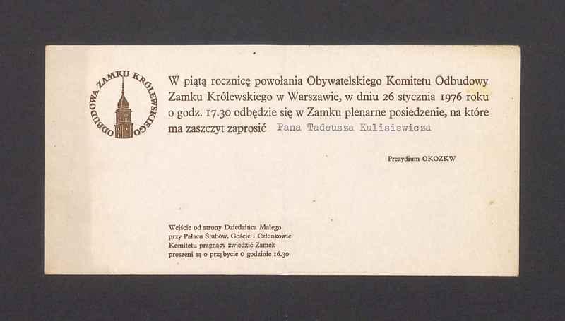 Zaproszenie na plenarne posiedzenie OKOZKW