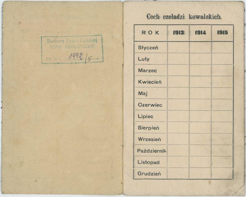 Książeczka składek cechu kowalskiego
