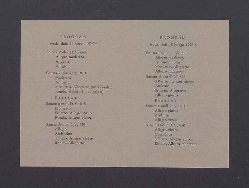 Wieczór sonat fortepianowych Franciszka Schuberta