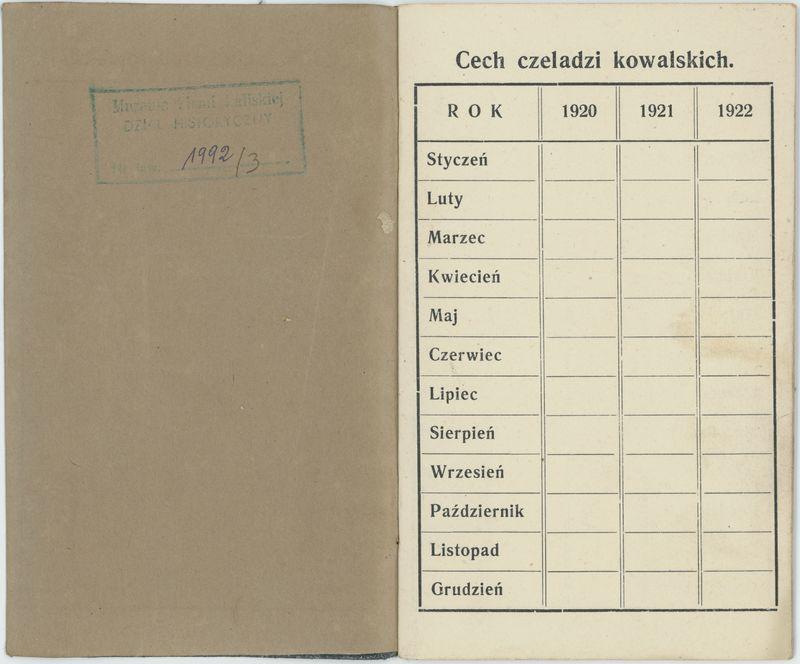 Książeczka składek cechu kowalskiego