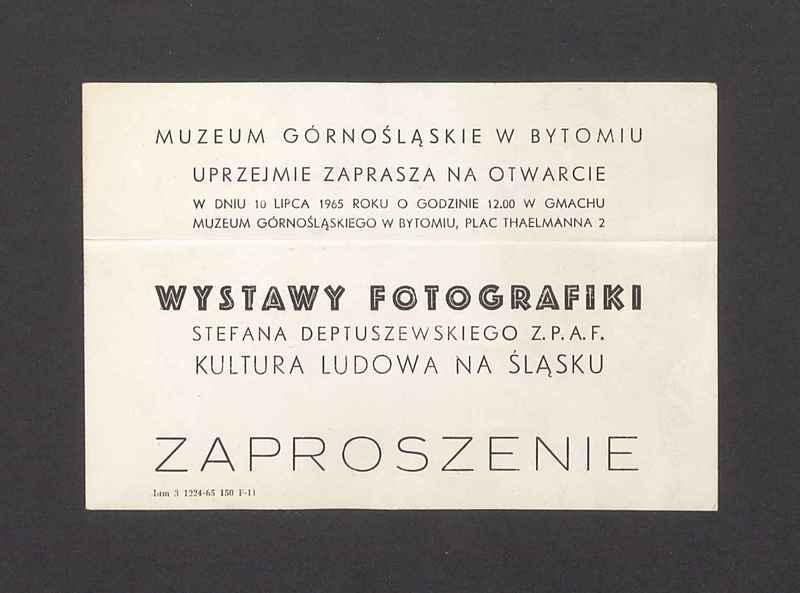 Zaproszenie na otwarcie wystawy fotografiki Stefana Deptuszewskiego