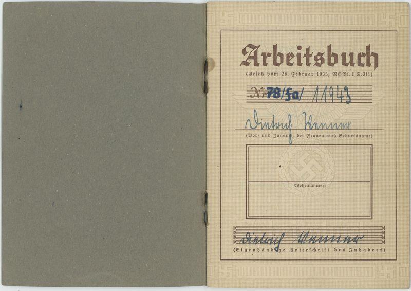 Arbeitsbuch na nazwisko Dietrich Wenner 