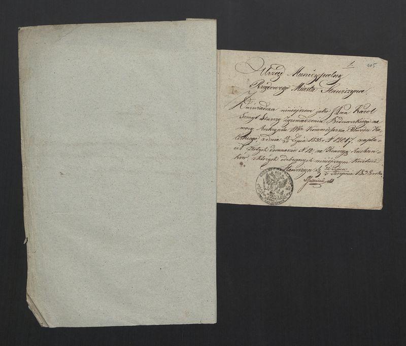 Dowody do Rachunku Zgromadzenia Bednarskiego Okręgu i Miasta Stawiszyna za lata 1838 - 1845