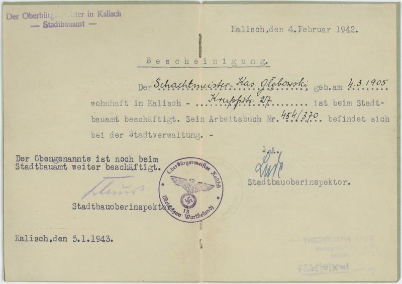 Przepustka na nazwisko Kazimierza Głębowskiego 