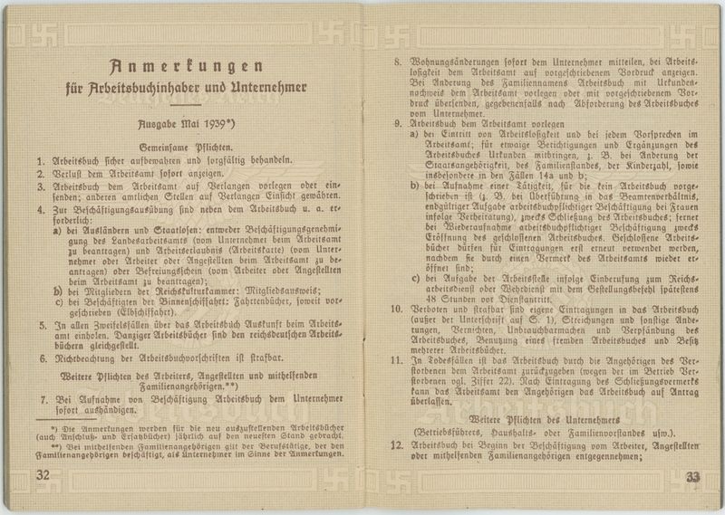 Arbeitsbuch na nazwisko Dietrich Wenner 