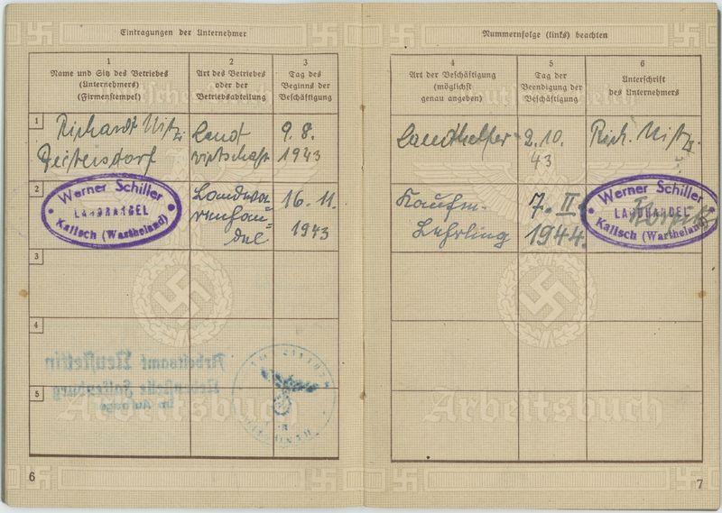 Arbeitsbuch na nazwisko Dietrich Wenner 