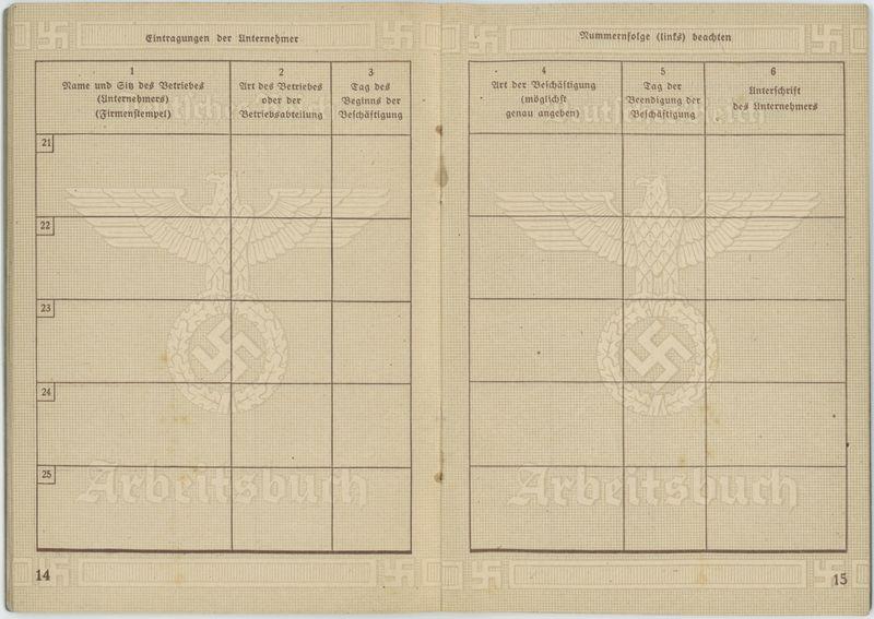 Arbeitsbuch na nazwisko Dietrich Wenner 