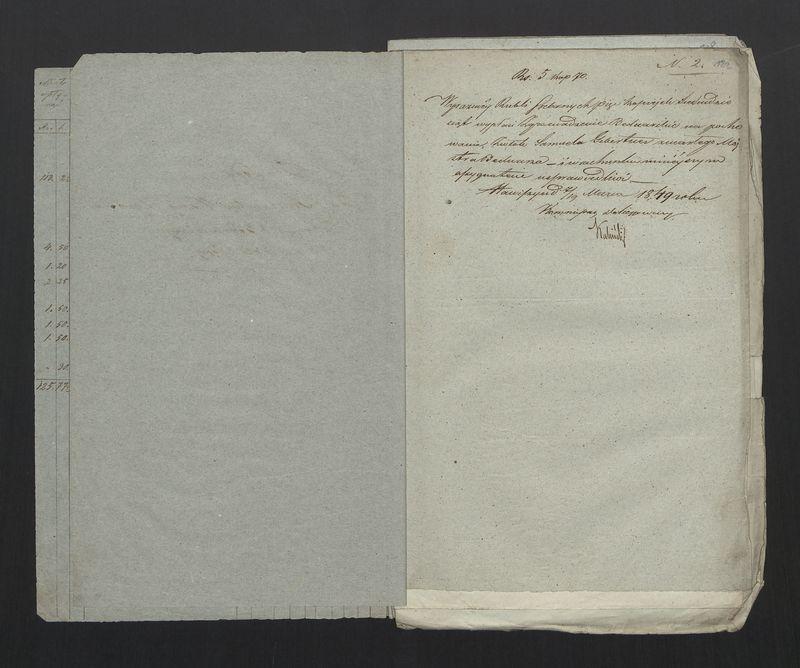 Wykaz Rezultatu z Rachunku Skrzynki Rzemieślniczej Zgromadzenia Bednarskiego Okręgu i Miasta Stawiszyna za lata  1838 - 1846 złożonego 