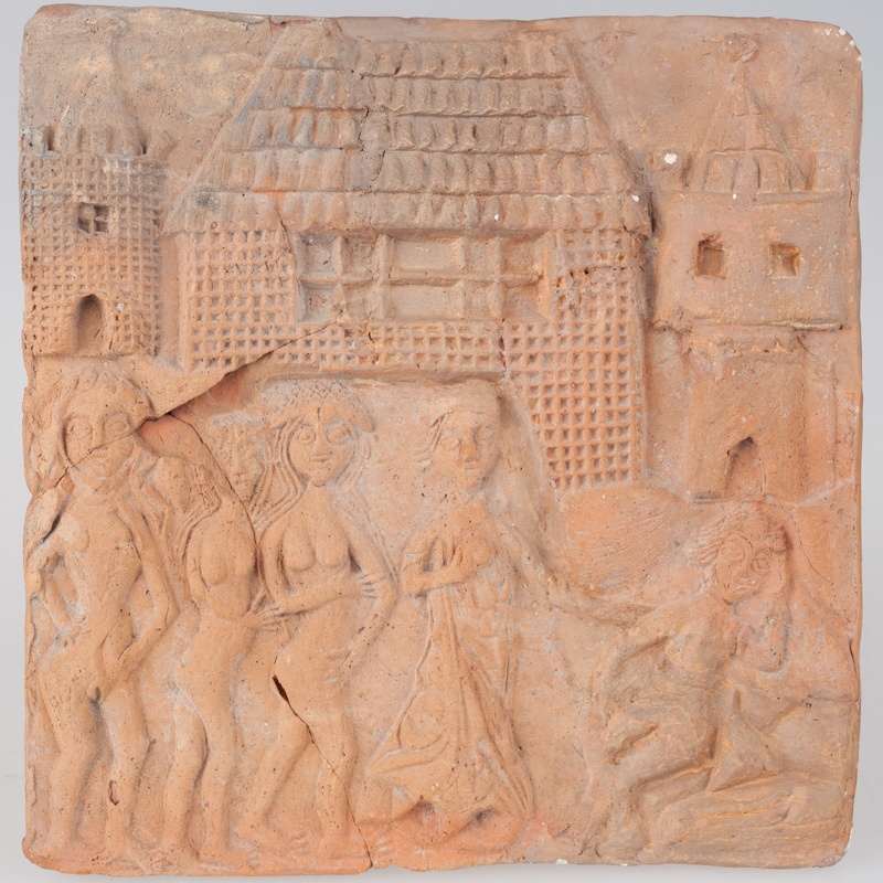 Kafel z wyobrażeniem sądu Parysa