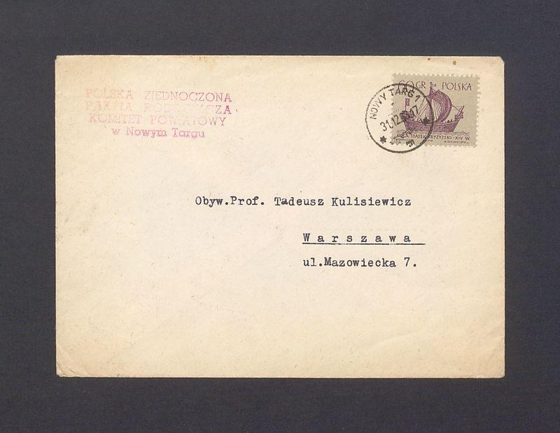 Koperta, nad. Polska Zjednoczona Partia Robotnicza