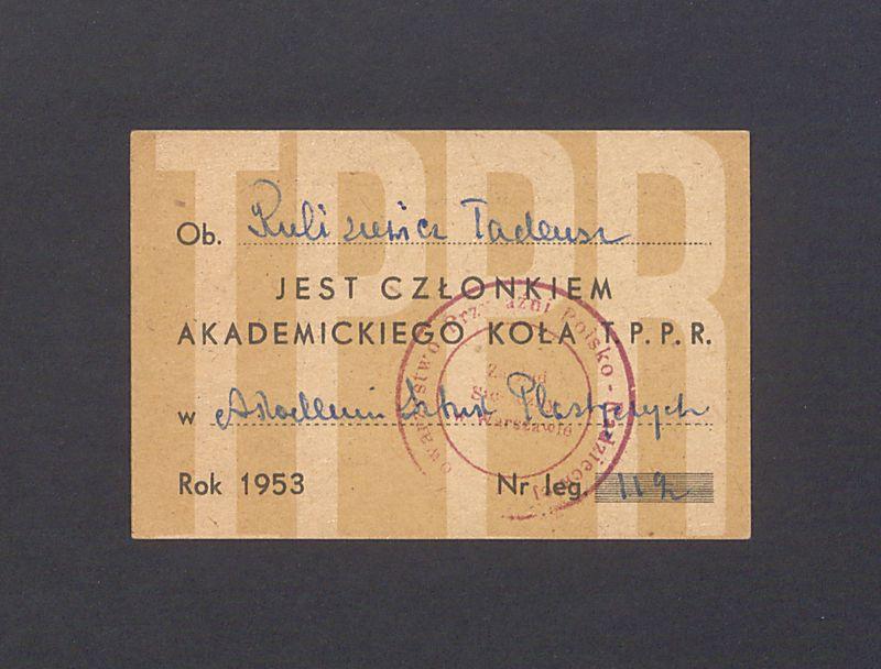 Towarzystwo Przyjaźni Polsko-Radzieckiej: legitymacja członkowska