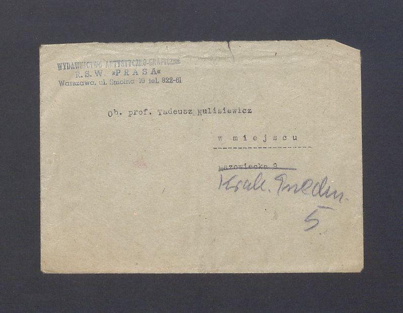 Koperta, nad. Wydawnictwo Artystyczno-Graficzne