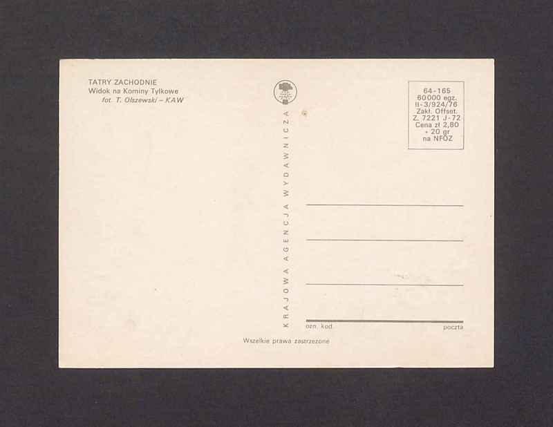 Tatry Zachodnie. Widok na Kominy Tylkowe