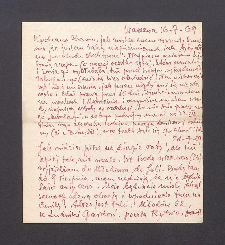 Kochana Basiu, jak zwykle mam wyrzuty sumienia [...]