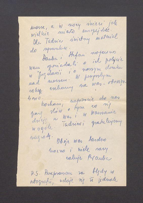 Kochani, długo trzeba było abyśmy zaczęli pisać listy do przyjaciół w Polsce [...]